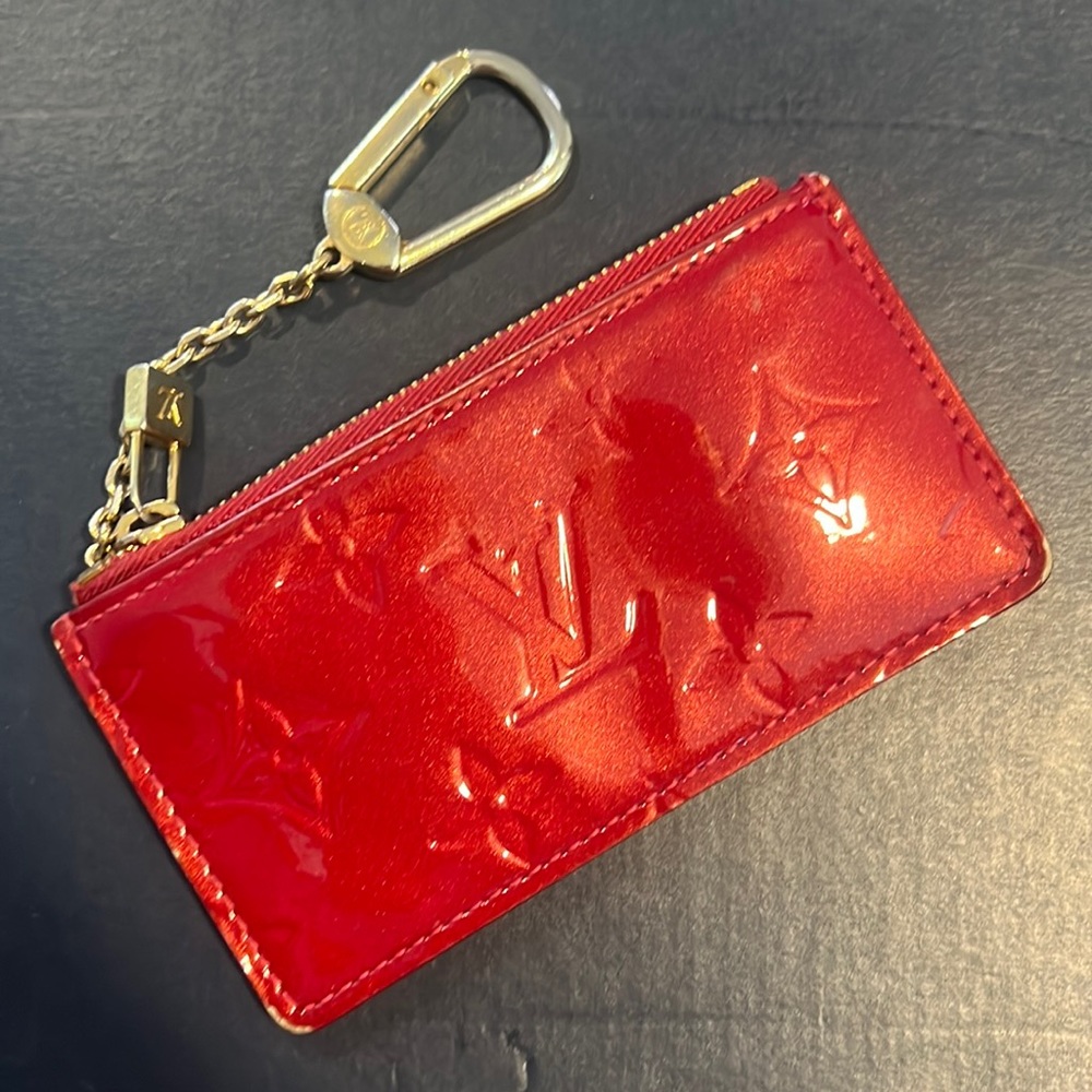Louis Vuitton RED Patent leather key chain wallet pre owner